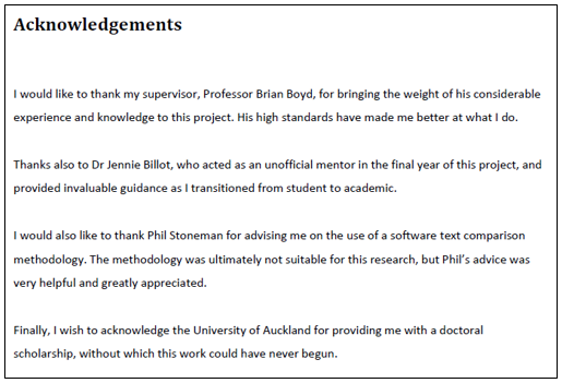 acknowledgement for a thesis work