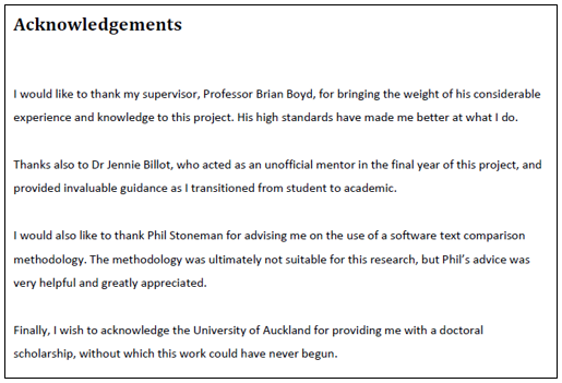 write acknowledgement in dissertation