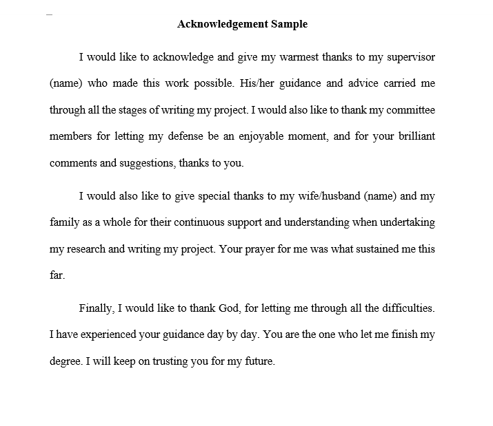 where do acknowledgements go dissertation